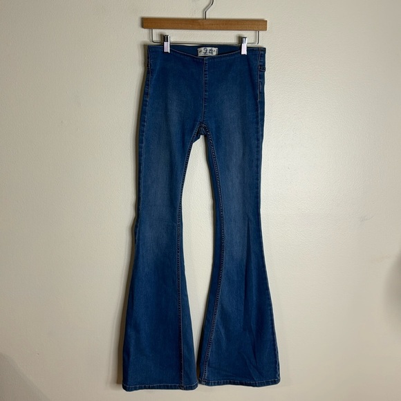 Free people we the free penny flare elastic waist jeans size 2 - Picture 3 of 14